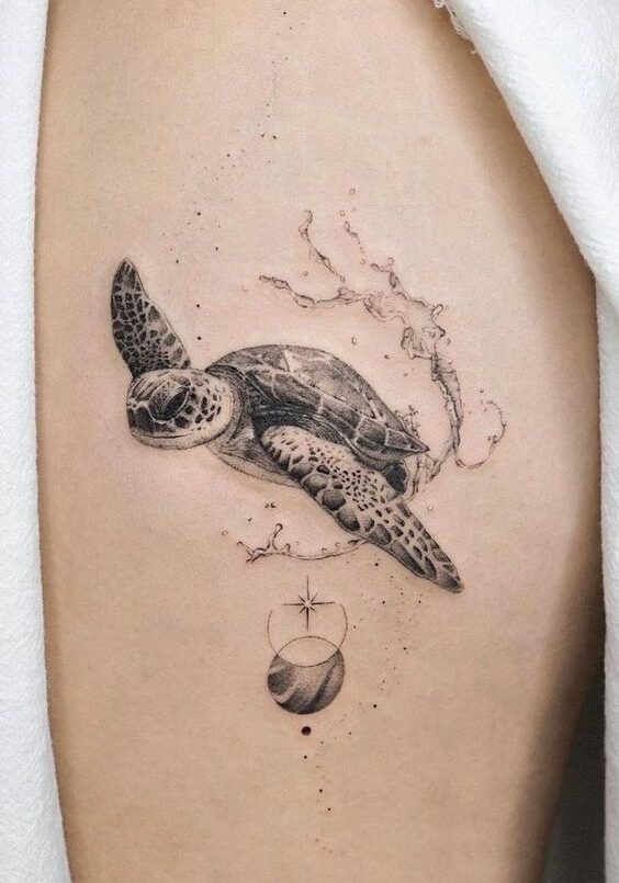 Tatuaggio Tattoo Animali Tartaruga Bianco e Nero
