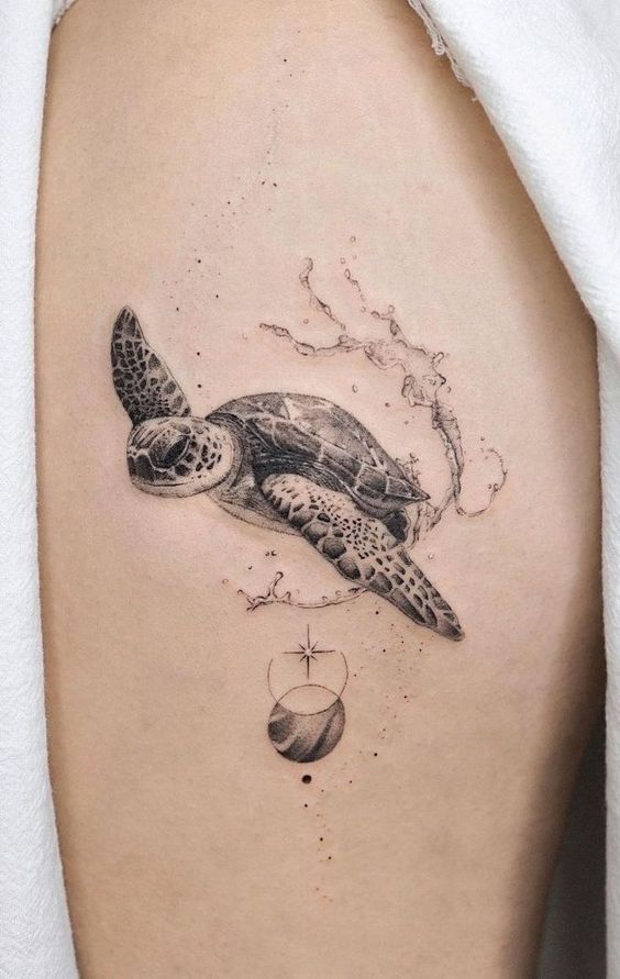 Tatuaggio Tattoo Animali Tartaruga Bianco e Nero