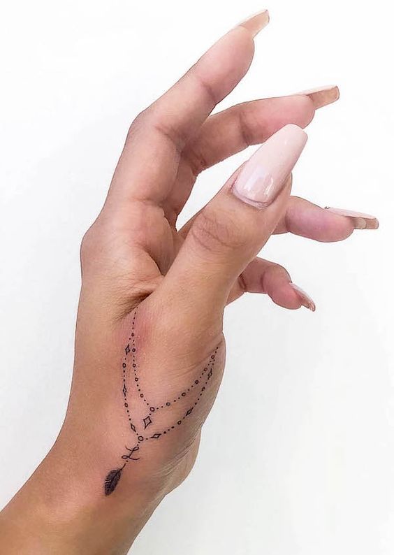 Tatuaggio Tattoo Mano Bracciale Lettera Piuma