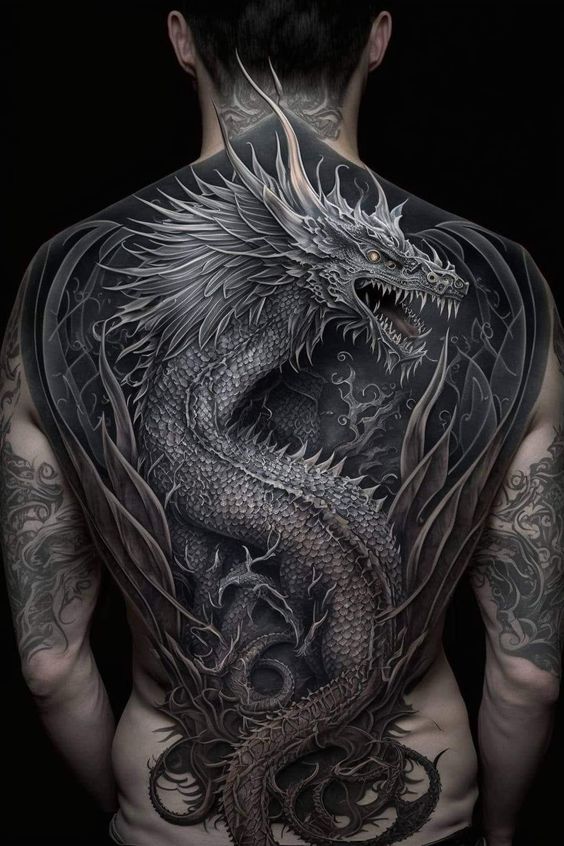 Tatuaggio Tattoo Drago Schiena Maschile