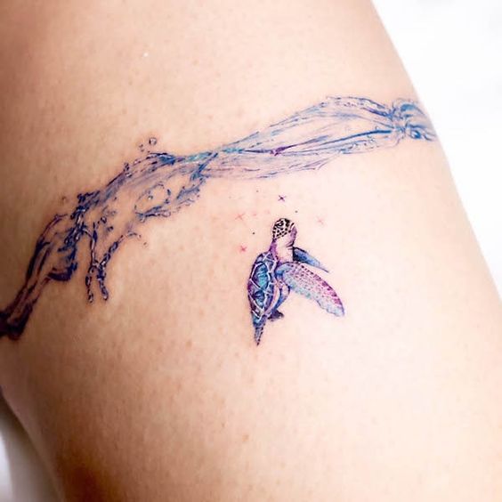 Tatuaggio Tattoo Tartaruga Marina Colorata