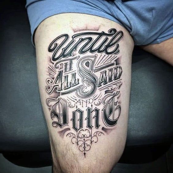 Tatuaggio Tattoo Gamba Uomo Lettering Scritta